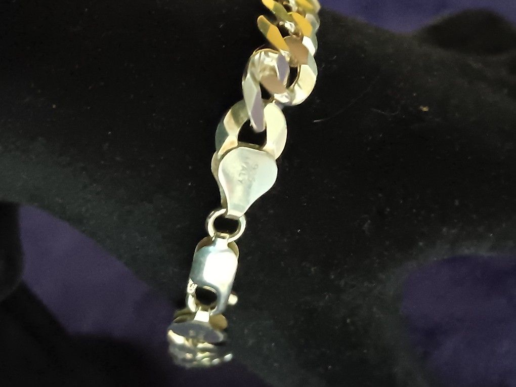 8" Italian 925 Silver Bracelet 8mm Wide