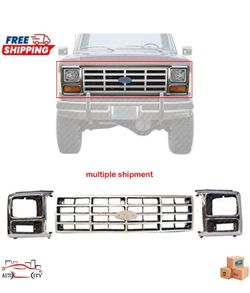 New Silver Grille And Headlight Bezel Chrome And Black For 1(contact info removed) Ford F-150