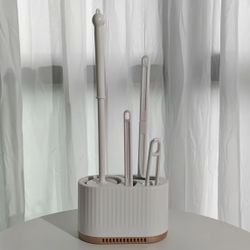 4pcs Toilet Brush Set, Wall-Mounted Bathroom Cleaning Brush With No Dead Ends, Four-In-One Light Luxury Toilet Cleaning Brush Holder, Bathroom Cleanin