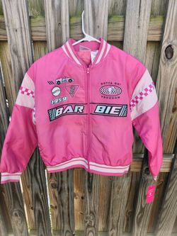 Barbie Racing Bomber Jacket Girl Size 14/16