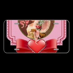 License Plate Novelty Car Front Woman Label Rosa Vintage 1920 Lady