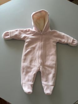 Old Navy Baby Girl Pink Fleece Hooded Onesie NEW 0–3M