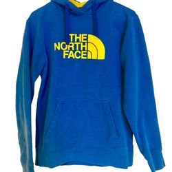 Women’s North Face S/M Hoodie Sweater, Blue/Yellow