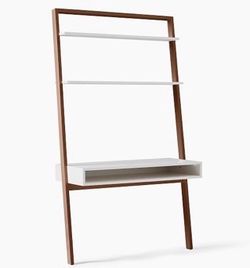 WEST ELM WIDE LADDER SHELF STORAGE DESK AND LADDER LEANING BOOKSHELF