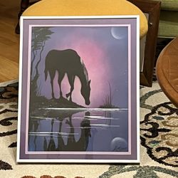 Framed Horse Painting 