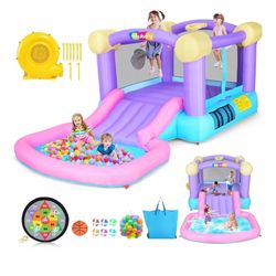 Inflatable Pink Bounce House,blower included.  new in box. 