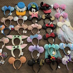 DISNEYLAND MINNIE EARS DISNEY PARKS MICKEY EARS BABY YODA ROSE GOLD JASMINE CINDERELLA