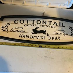 Large Wooden Easter Sign W/ Sayings, Has Hanging Bracket