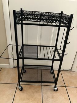 Vopea Multipurpose Organizer Rack for Yoga Mats & Accessories black metal rolling utility storage cart