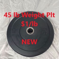 Plate Weight - 45 LB - Rubber Coated Bumper - NEW