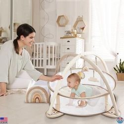 5-in-1 Rainbow Baby Gym & Play Mat with Sensory Toys & Colorful Balls