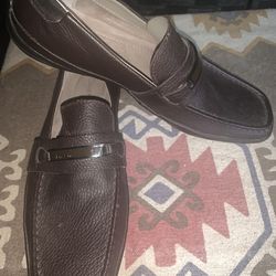 Calvin Klein Finley Brown Leather Loafers 11.5