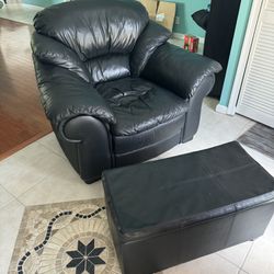 Kitchen Table And Chairs, Hall Table, Black Leather Chair And Ottoman 