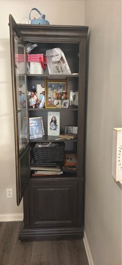 Dark wood Glass Doir Cabinet