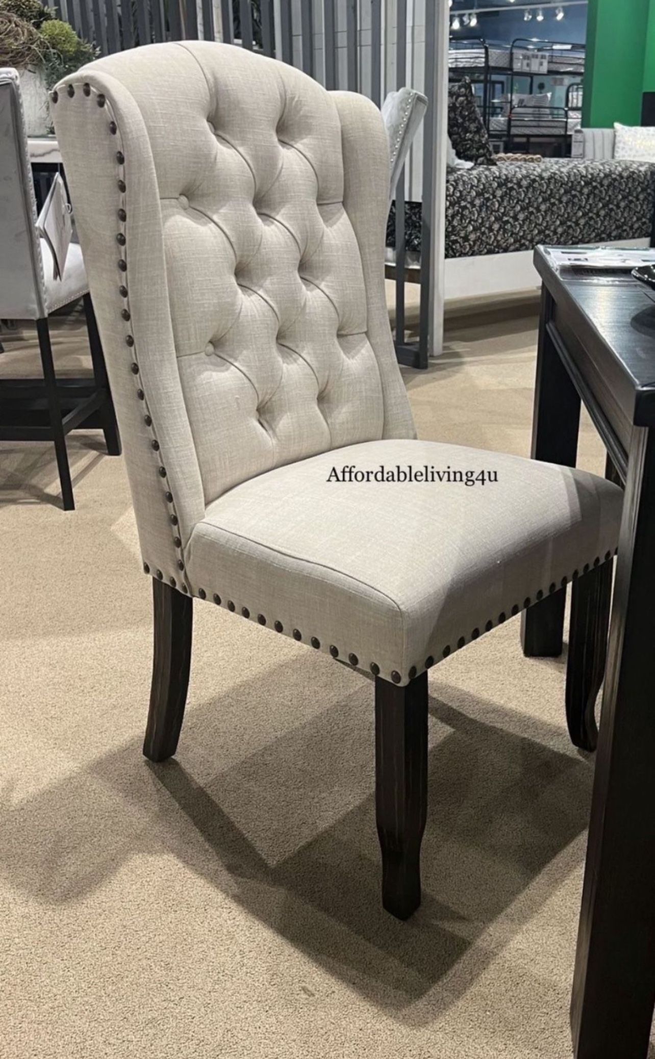 Beige Wingback Dining Chairs Set Of 2 Brand New In Box