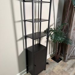 VASAGLE 6-Tier Bookshelf, Tall Bookcase with Cabinet, Steel Frame, Adjustable Shelves, 9.4 x 15.7 x 62.8 Inches, Living Room Bedroom,  Black