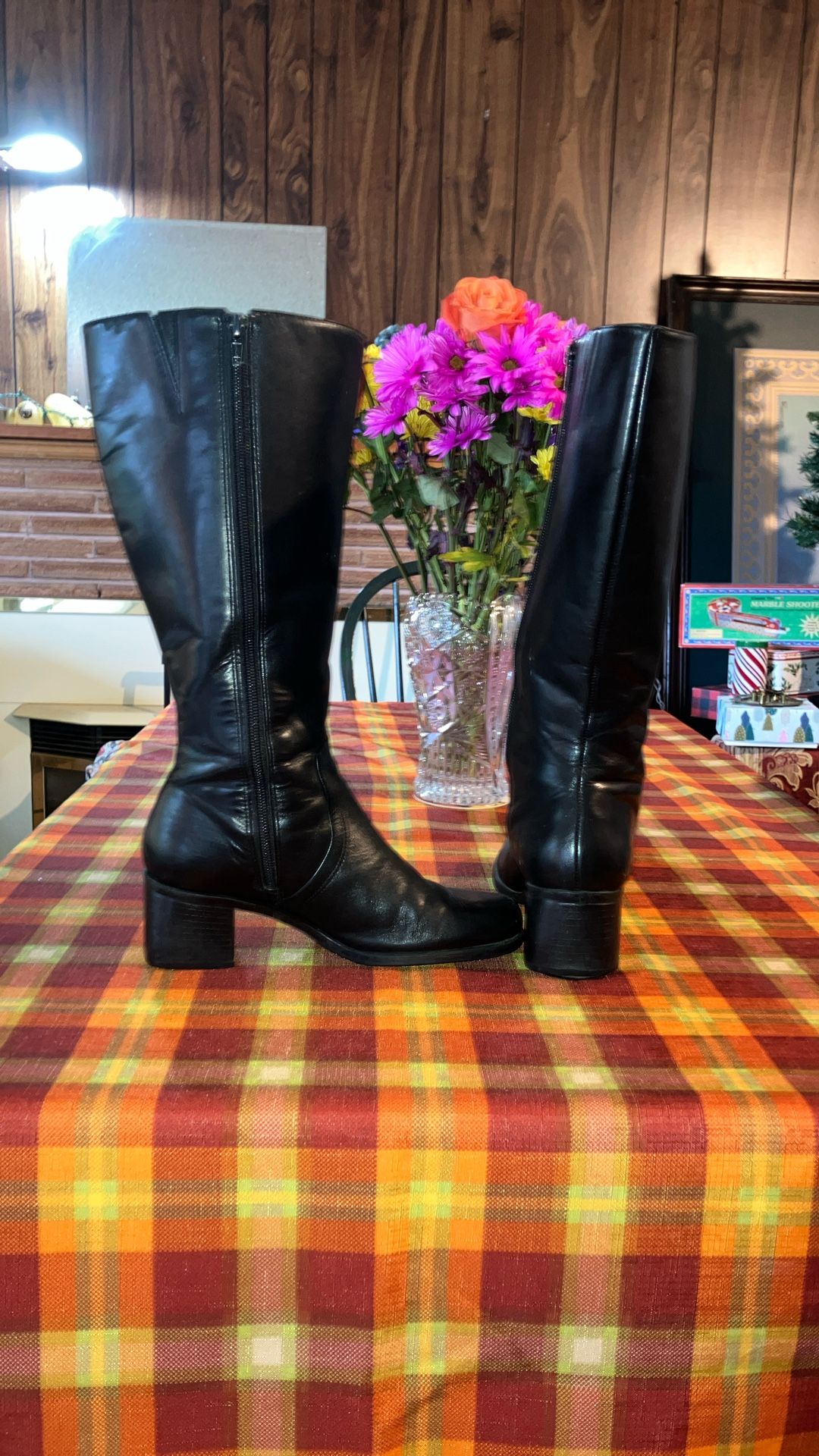 Black Leather Knee High boots