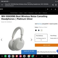 Sony Headphones WH-1000XM6
