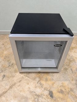 Danby Compact Mini Fridge Glass Door w/ Lock – Black & Silver