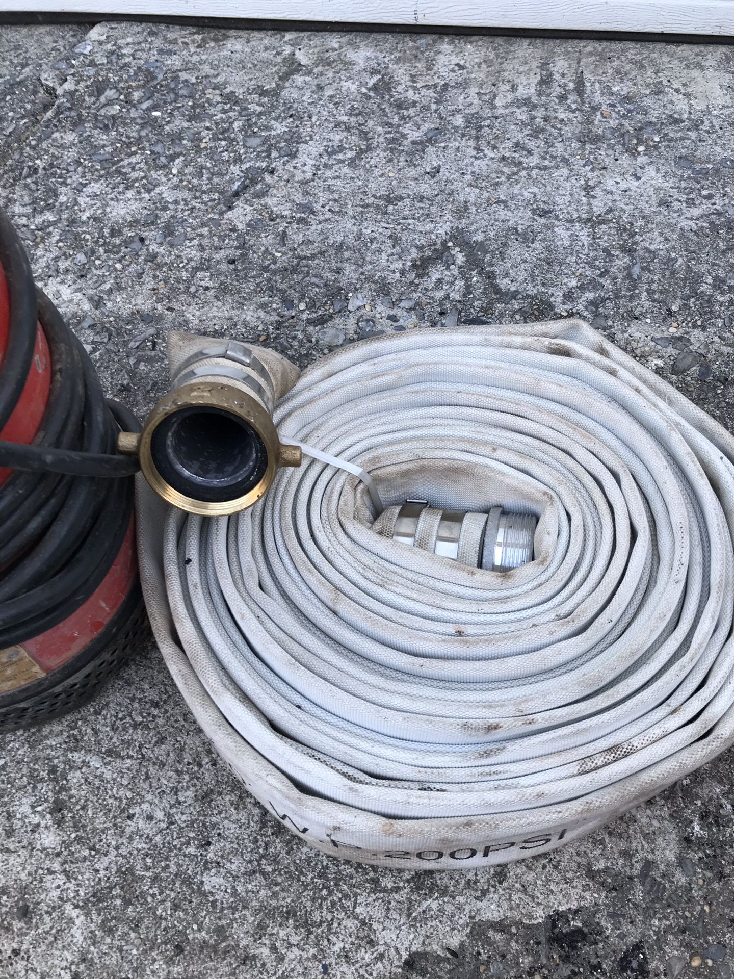 Pump with discharge hose. New great for pump outs