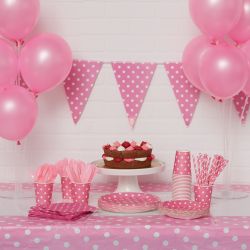 Pink Polka Dot Party Dining Set Serves 48 Guest