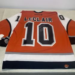 Nwt Autograph Koho John Leclair Philadelphia Flyers 3d Jersey Orange Men Xl Mic