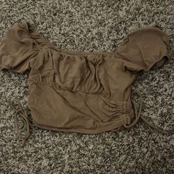 Brown Crop Top Shirt From Hollister 