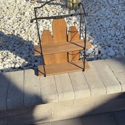 Rustic Wood & Metal 2-Tier Shelf / Plant Stand