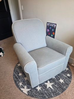 Gray/Blue Upholstered Glider Rocking Chair