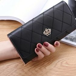 Light Weight Gold Crown Wallet Black