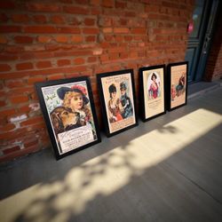Victorian Medicine Ad Prints – Set of 4 Framed Posters