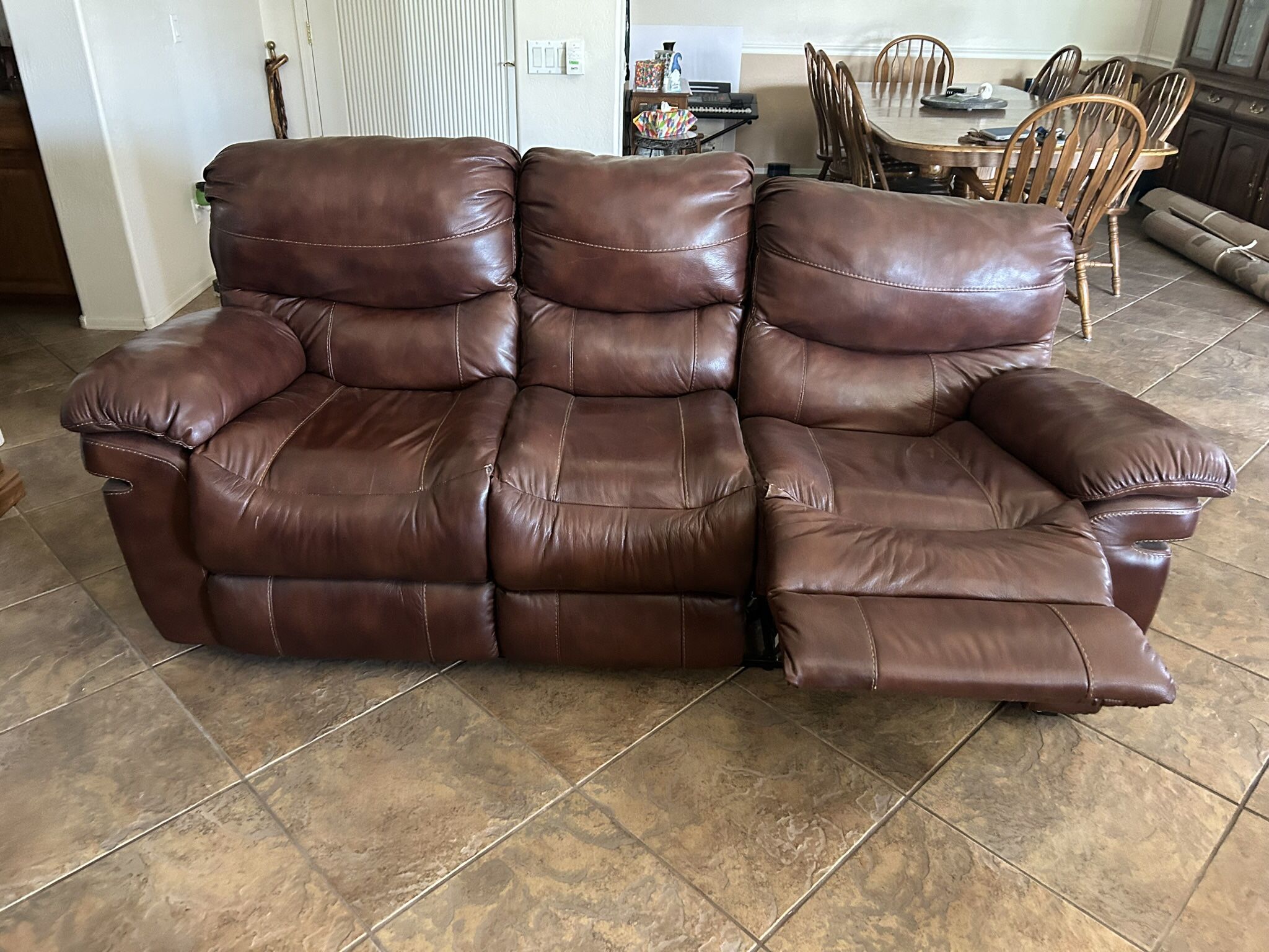 Brown Leather Recliner Sofa