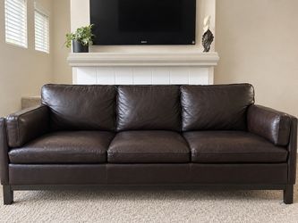 Black leather 3-seater sofa