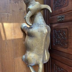 Huge Gold color ceramic water buffalo statue 