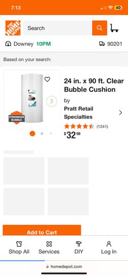 24 in. x 90 ft. Clear Bubble Cushion by Pratt Retail Specialties (1241)