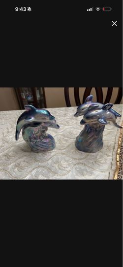 Iridescent Dolphin Figurines Set of 2