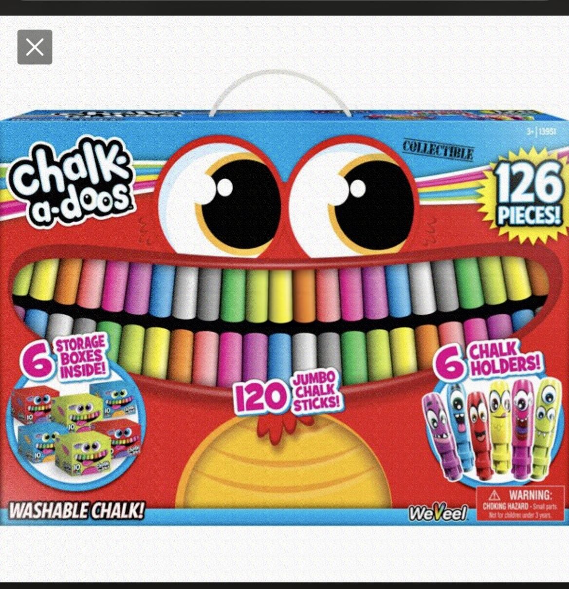 Chalk-a-doos Sidewalk Chalk Set of 126 Pieces Coloring-Box-of-Various-Washable-Color-Chalk New In Box