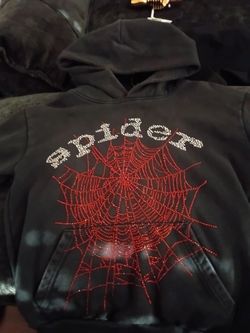 Selling  Sp5der Black Rhinestone OG Web Hoodie)