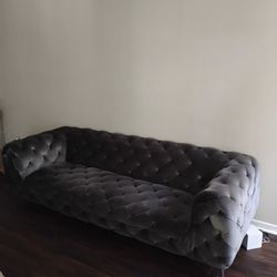 Stylish Gray Velvet Sofa