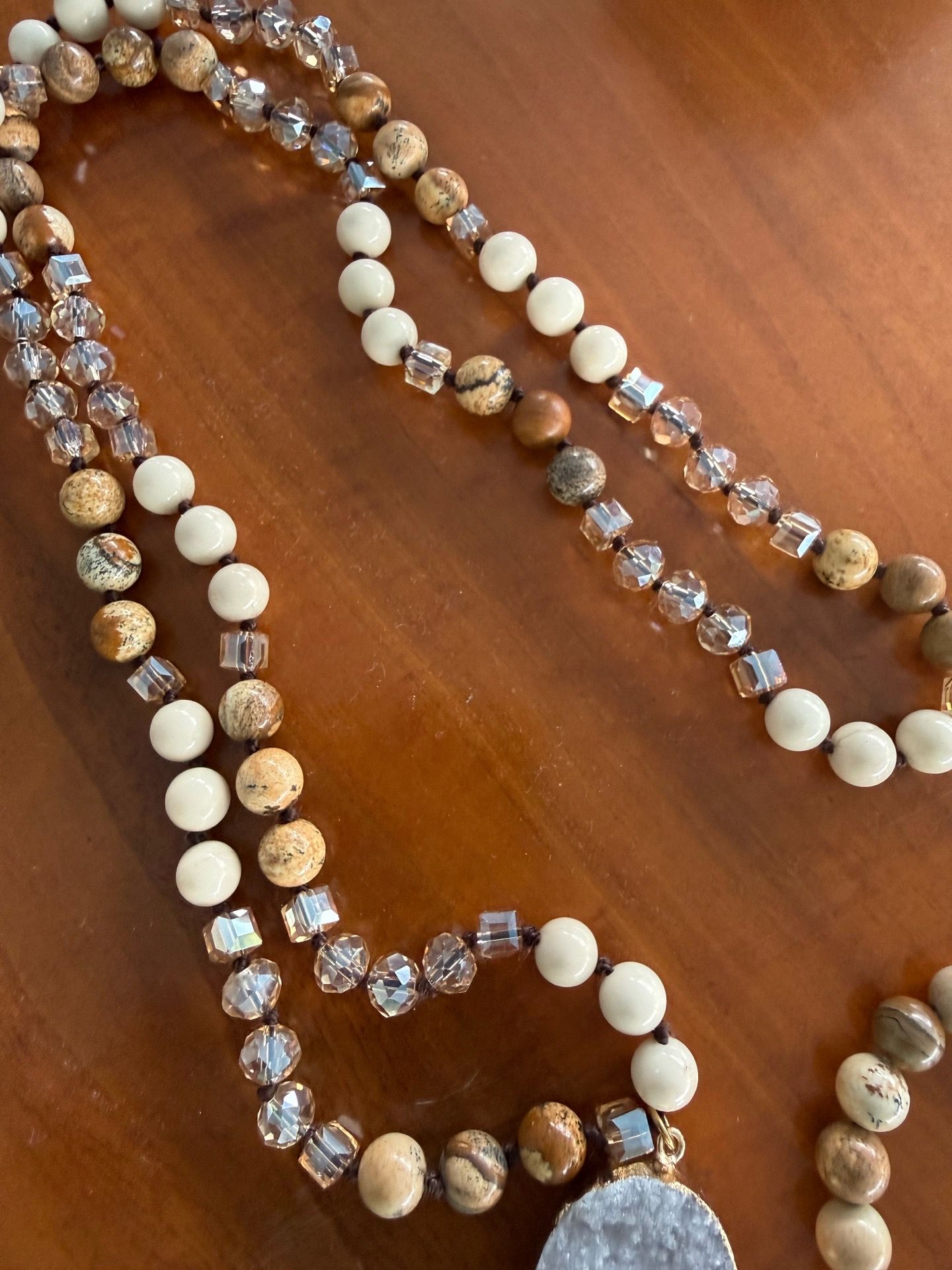 Handmade crystal bead necklace and bracelet set