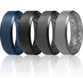 Silicone Ring For Men 9mm Wide 2.5mm Thick, Rubber Wedding Bands Ergonomic Breathable Design, Flexible Engagement Rings