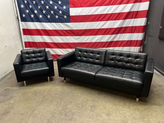 Free Delivery - Black Leather MORABO Couch & Chair