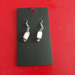 Pink and Silver Beaded Earrings 