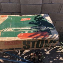 Vintage Coleman 413G Camping Stove In Near Mint Condition Has Never Been Used Comes With The Box.