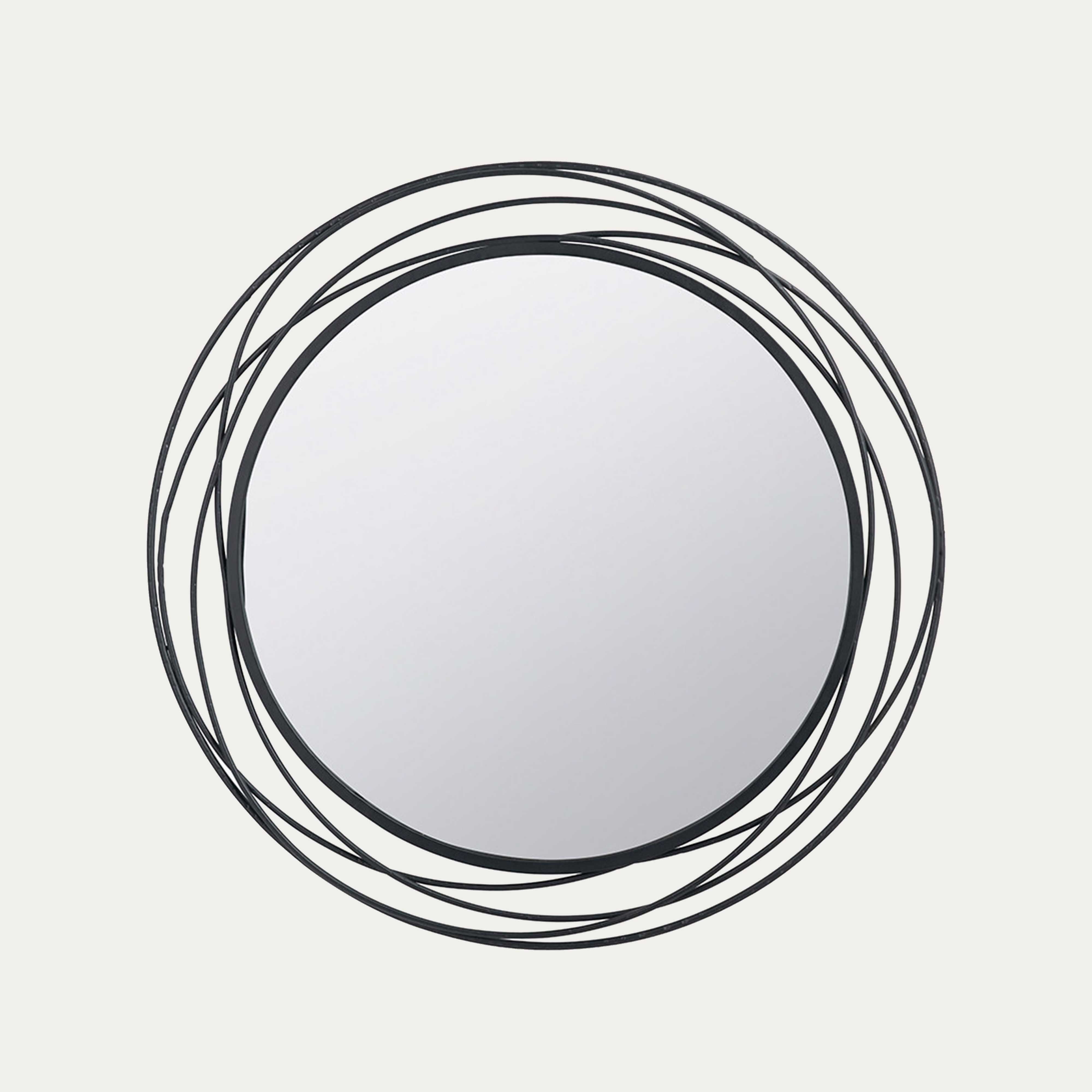 Metal Round Mirror - Black