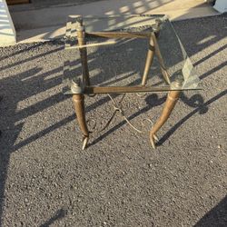 Elegant Wrought Iron & Thick Glass Accent Table 