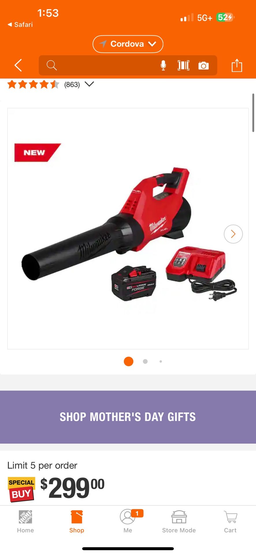 Milwaukee M18 FUEL 120 MPH 500 CFM 18V Brushless Cordless Battery Powered Leaf Blower Kit w/12.0 Ah FORGE Battery & Rapid Charger