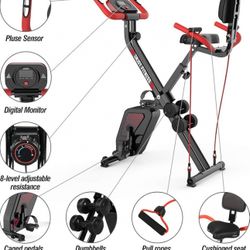 pooboo Folding Exercise Bike X819 Exercise Bike for Home Workout Convertible Magnetic Upright Bike