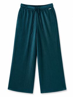 Calvin Klein Wide Leg Pants Medium NWT Maya Blue Teal Pull On Drawstring $109
