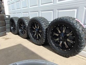 20X9 Black/Machined Fuel Rims LT 33 12.50 20 M/T Tires 6 Lug +20MM Offset